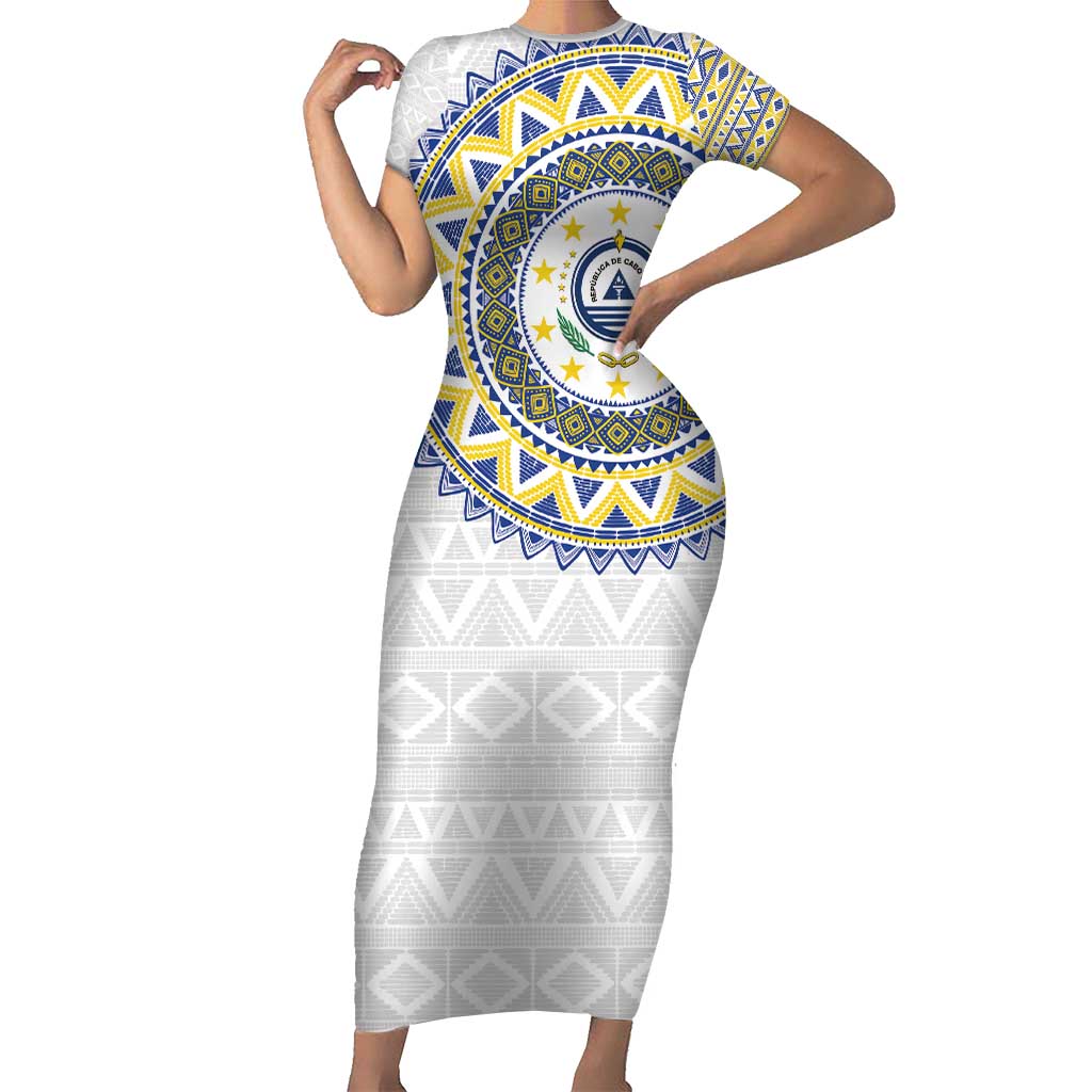 Cape Verde Family Matching Short Sleeve Bodycon Dress and Hawaiian Shirt African Tribal Pattern