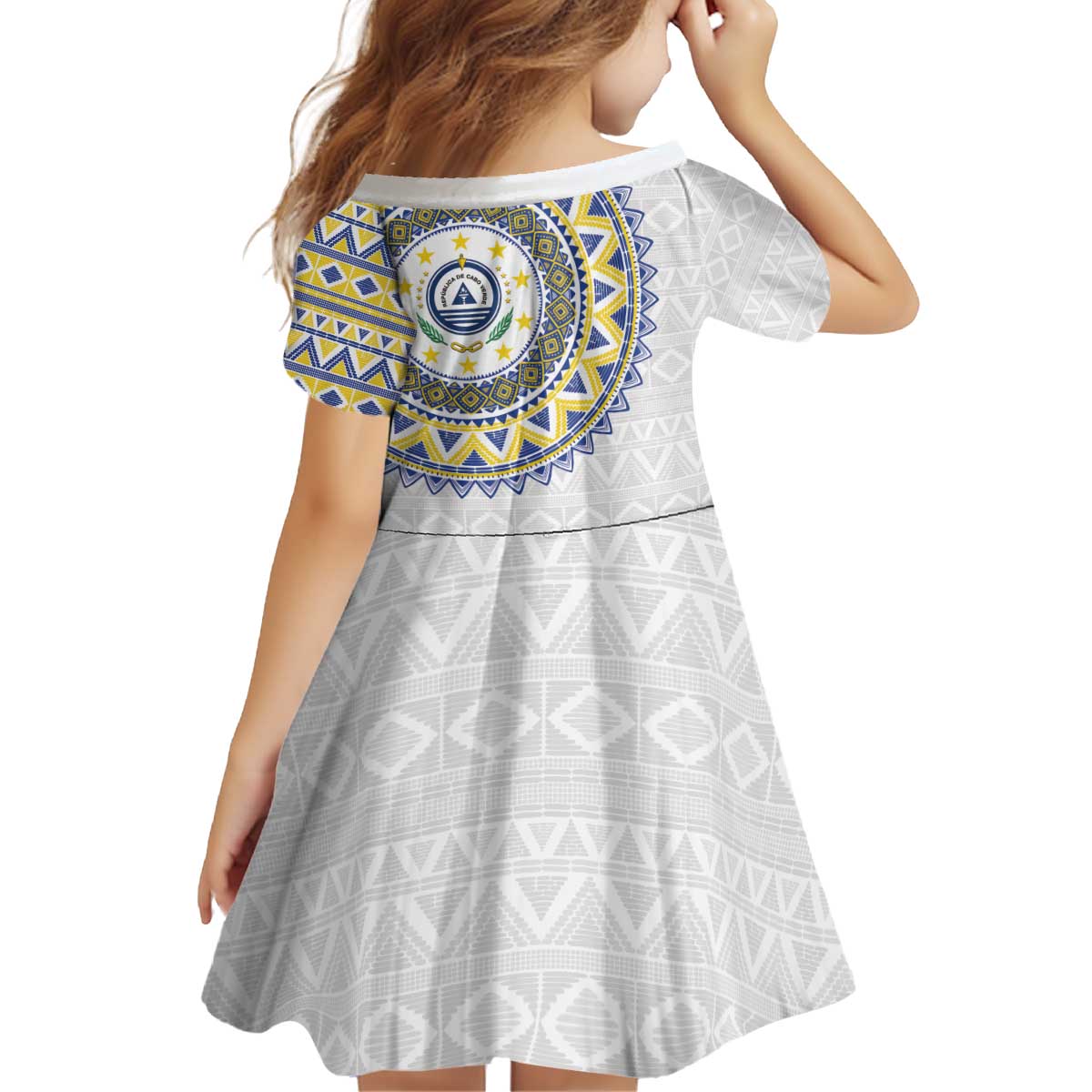 Cape Verde Kid Short Sleeve Dress African Tribal Pattern