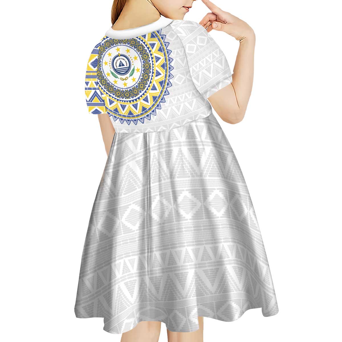 Cape Verde Kid Short Sleeve Dress African Tribal Pattern