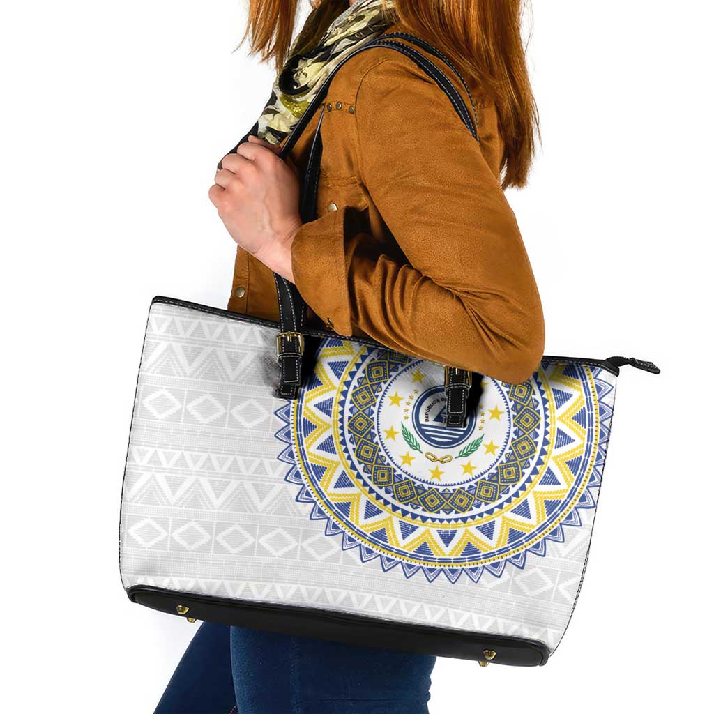 Cape Verde Leather Tote Bag African Tribal Pattern