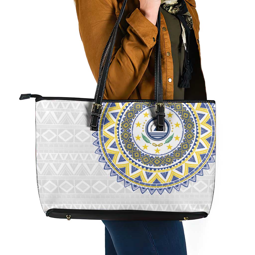 Cape Verde Leather Tote Bag African Tribal Pattern