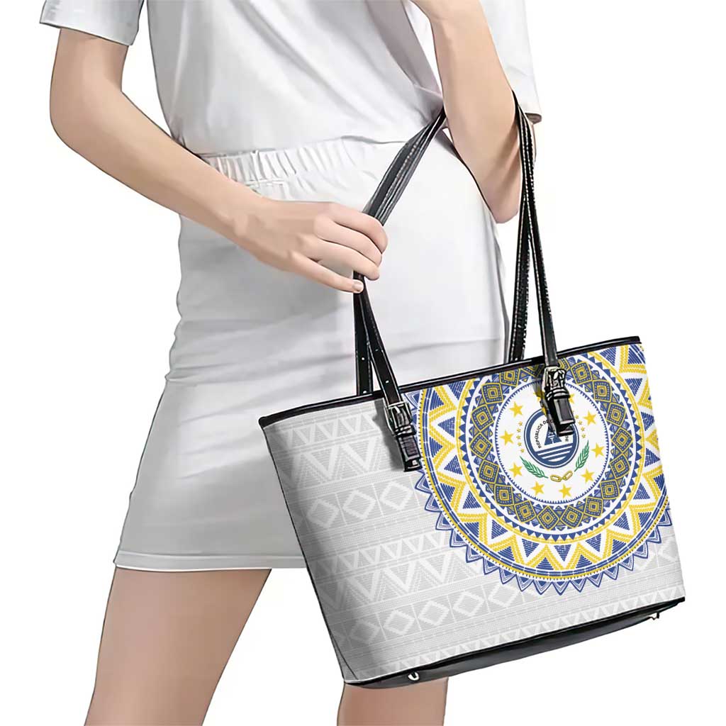 Cape Verde Leather Tote Bag African Tribal Pattern