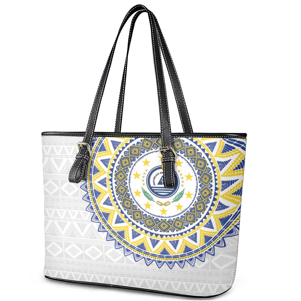 Cape Verde Leather Tote Bag African Tribal Pattern