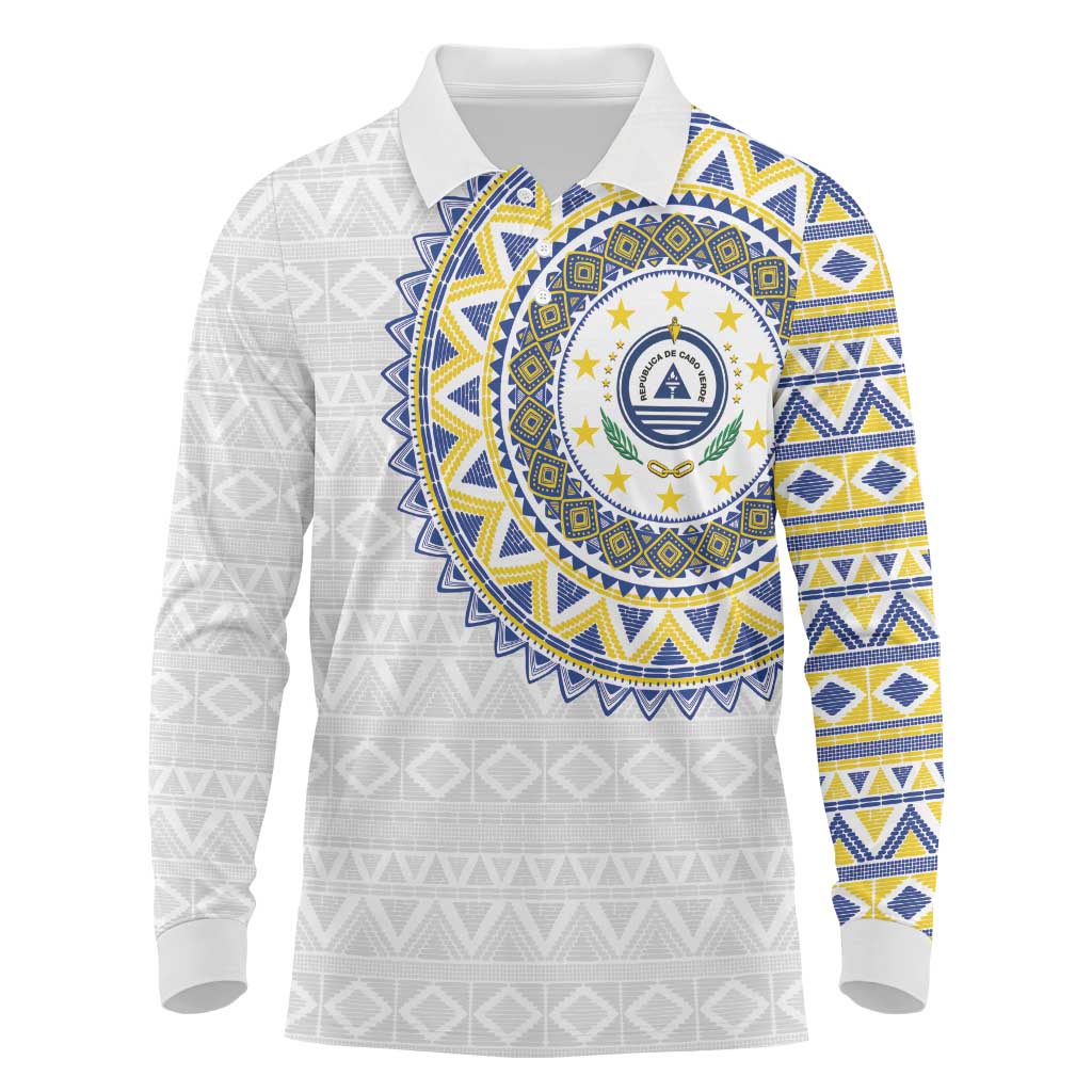Cape Verde Long Sleeve Polo Shirt African Tribal Pattern