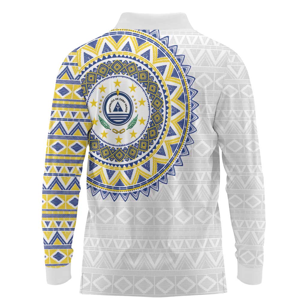 Cape Verde Long Sleeve Polo Shirt African Tribal Pattern