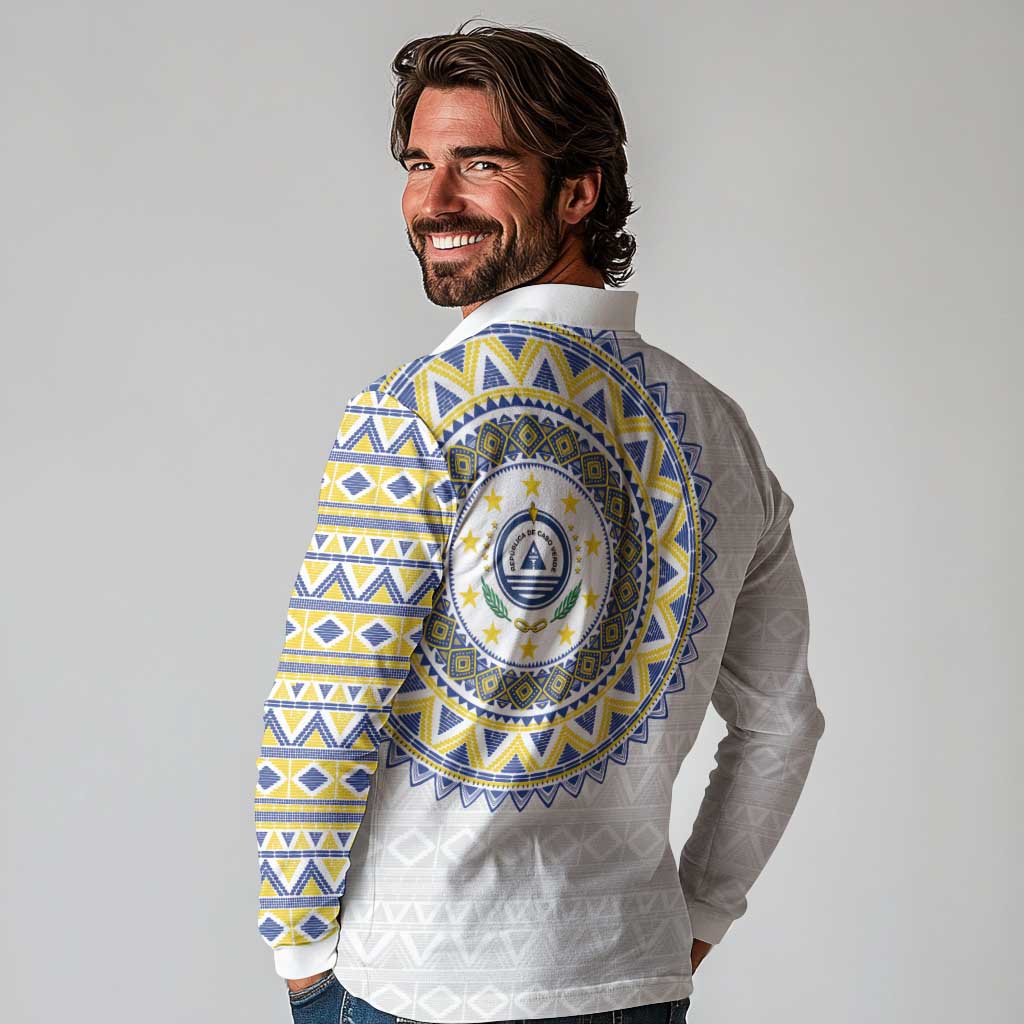 Cape Verde Long Sleeve Polo Shirt African Tribal Pattern