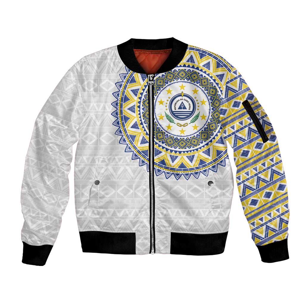 Cape Verde Sleeve Zip Bomber Jacket African Tribal Pattern