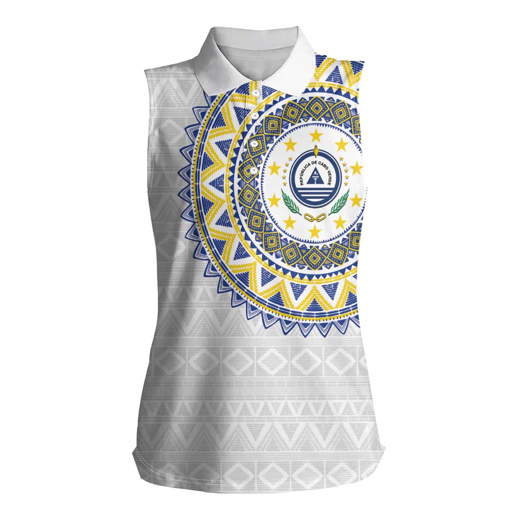 Cape Verde Women Sleeveless Polo Shirt African Tribal Pattern