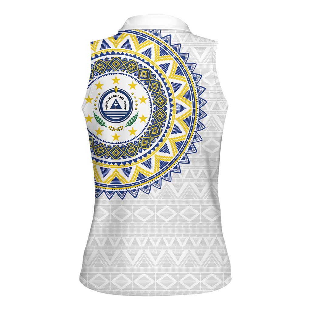 Cape Verde Women Sleeveless Polo Shirt African Tribal Pattern