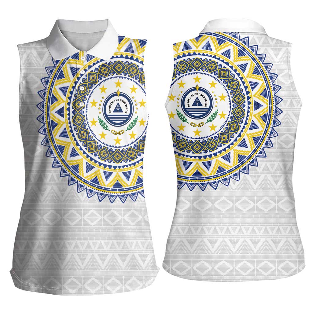 Cape Verde Women Sleeveless Polo Shirt African Tribal Pattern