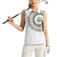 Cape Verde Women Sleeveless Polo Shirt African Tribal Pattern