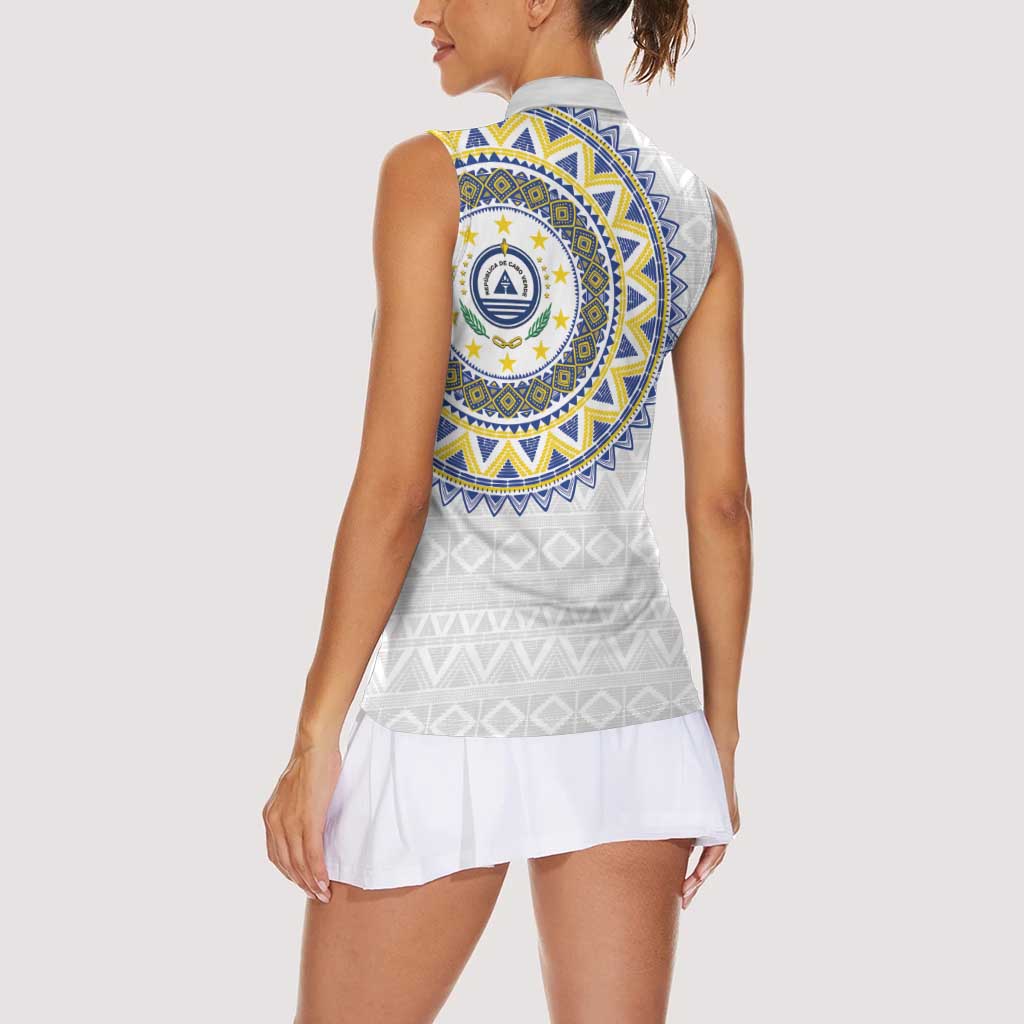 Cape Verde Women Sleeveless Polo Shirt African Tribal Pattern