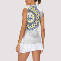 Cape Verde Women Sleeveless Polo Shirt African Tribal Pattern