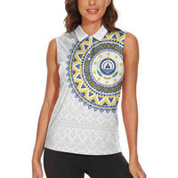 Cape Verde Women Sleeveless Polo Shirt African Tribal Pattern