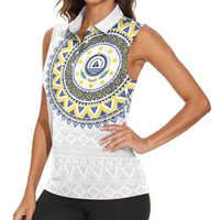 Cape Verde Women Sleeveless Polo Shirt African Tribal Pattern