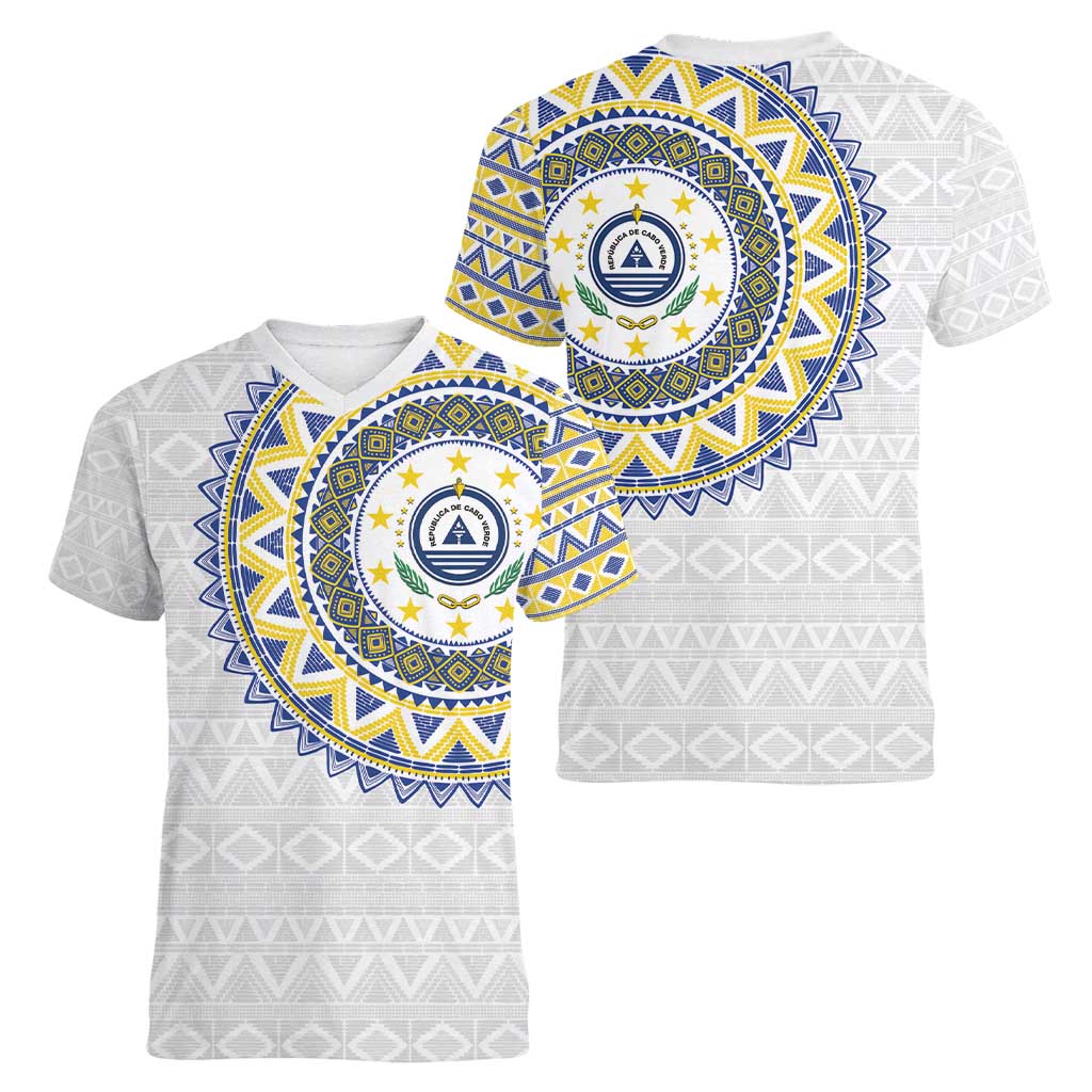 Cape Verde Women V-Neck T-Shirt African Tribal Pattern