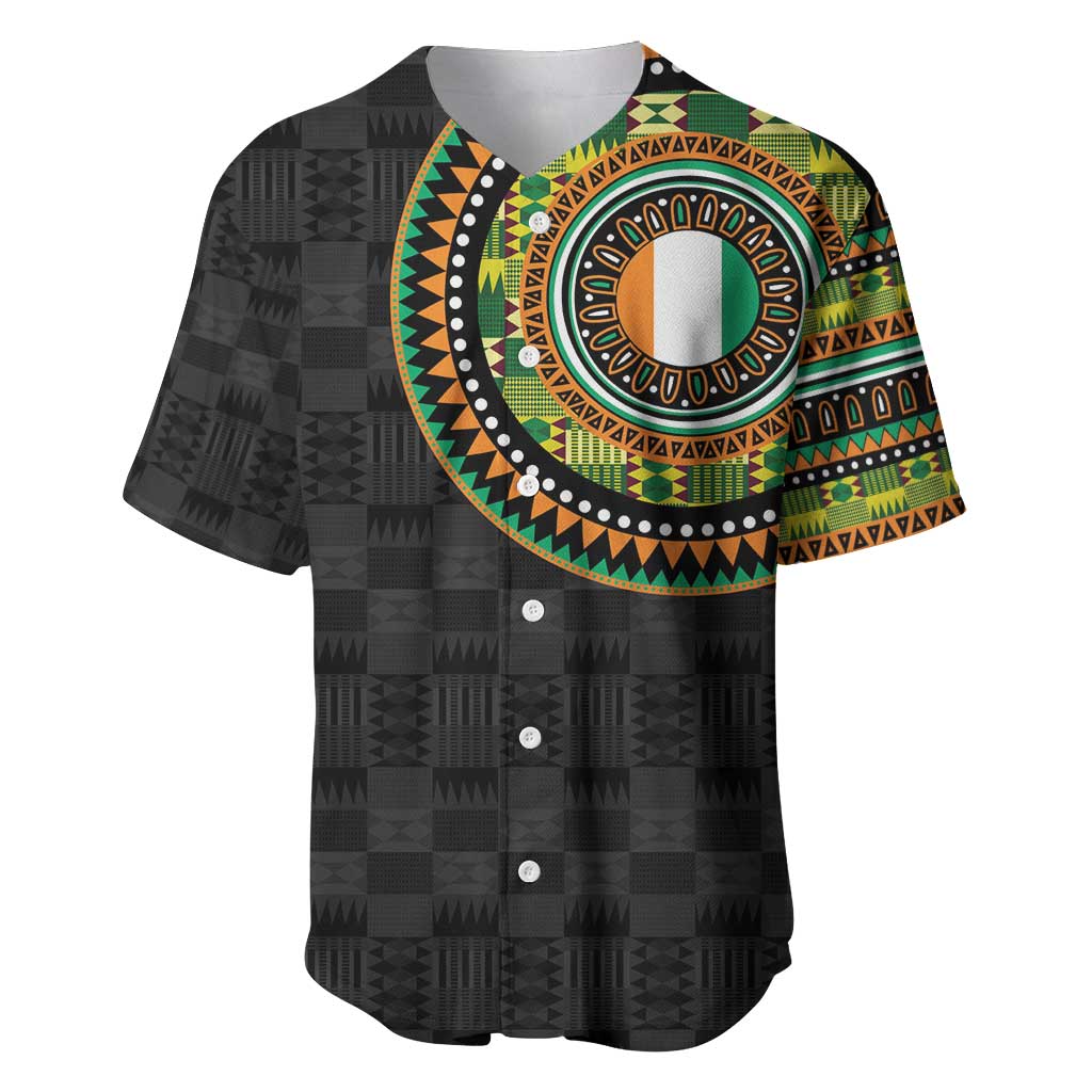 Ivory Coast Baseball Jersey African Tribal Pattern