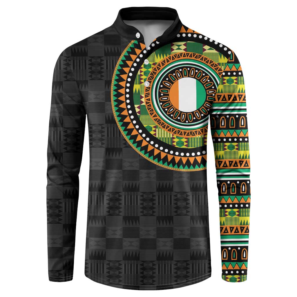 Ivory Coast Button Sweatshirt African Tribal Pattern