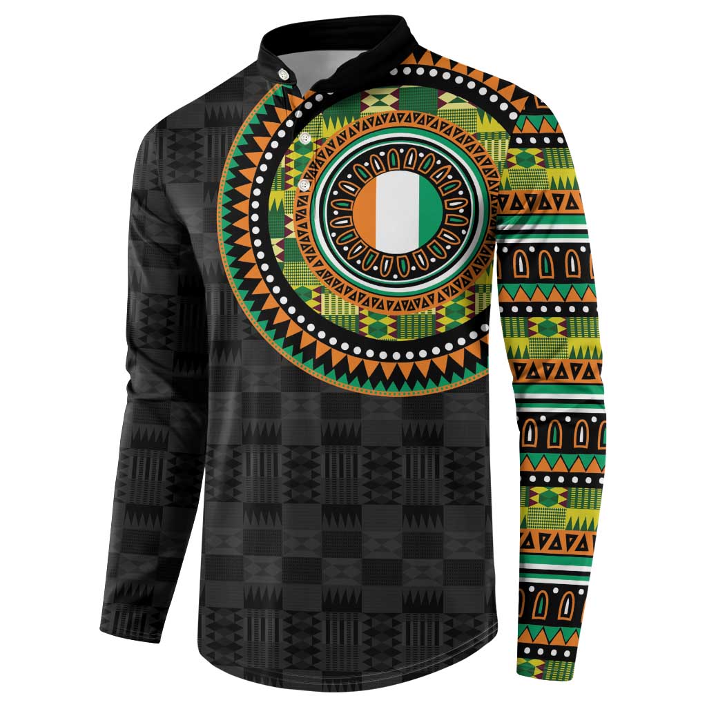 Ivory Coast Button Sweatshirt African Tribal Pattern