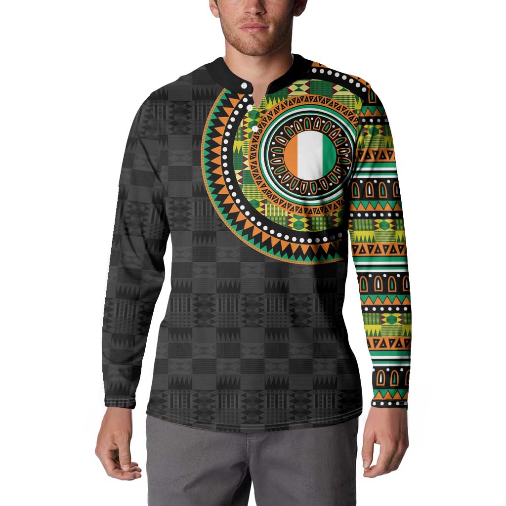 Ivory Coast Button Sweatshirt African Tribal Pattern