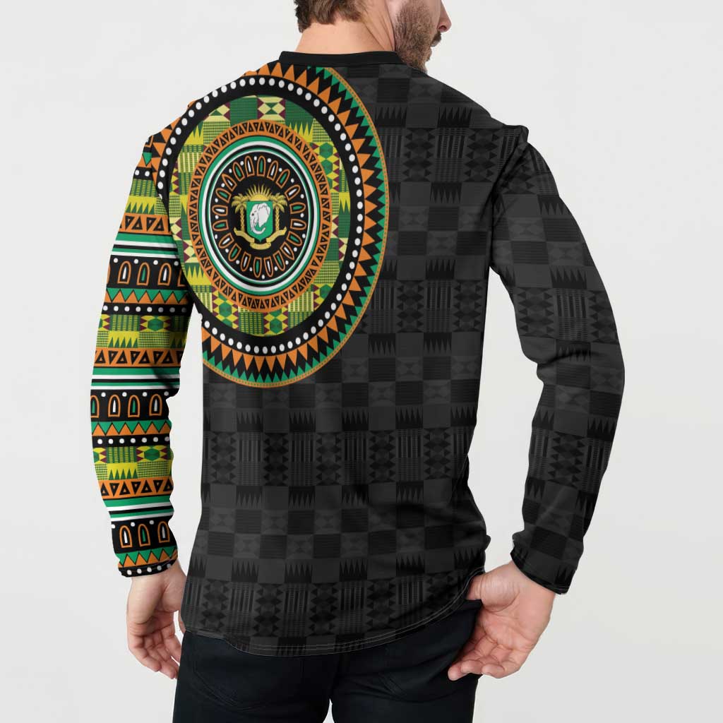 Ivory Coast Button Sweatshirt African Tribal Pattern
