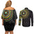 Ivory Coast Couples Matching Off Shoulder Short Dress and Long Sleeve Button Shirt African Tribal Pattern