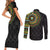 Ivory Coast Couples Matching Short Sleeve Bodycon Dress and Long Sleeve Button Shirt African Tribal Pattern