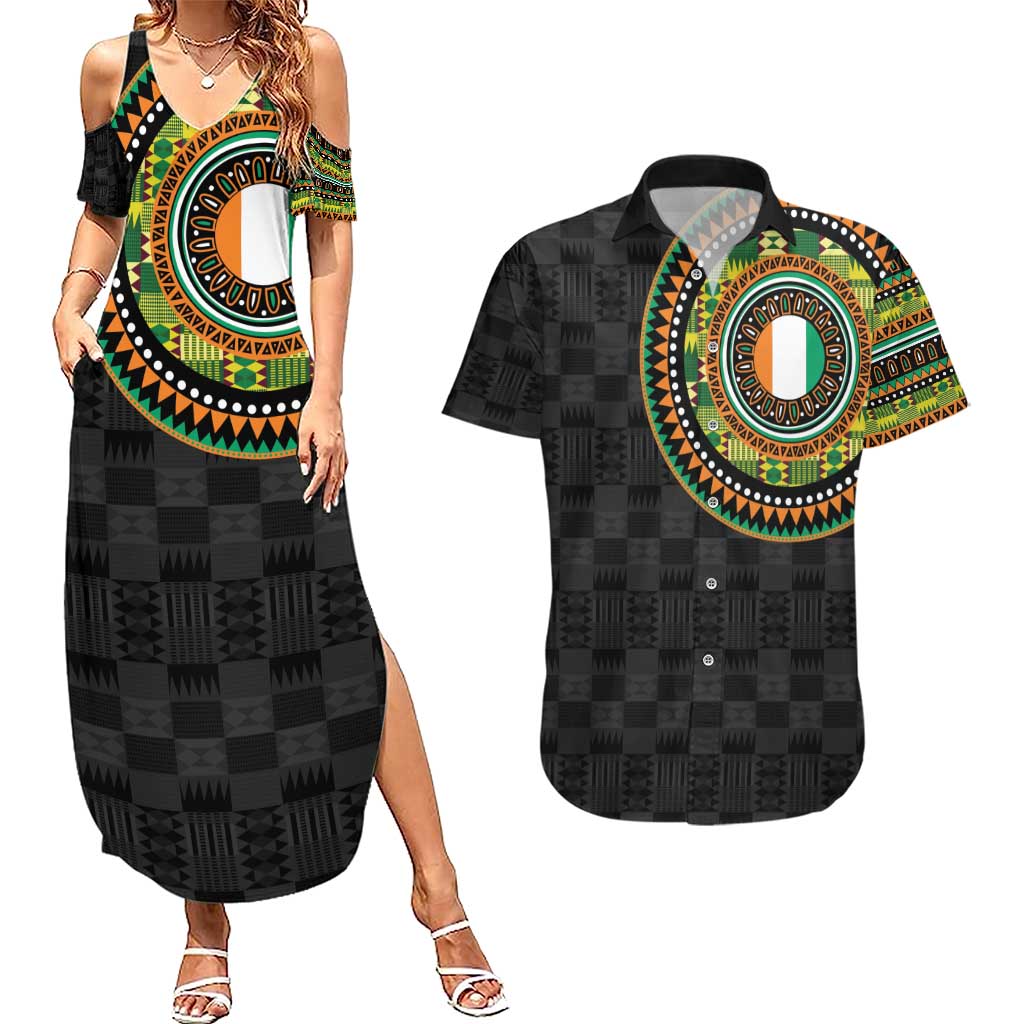 Ivory Coast Couples Matching Summer Maxi Dress and Hawaiian Shirt African Tribal Pattern