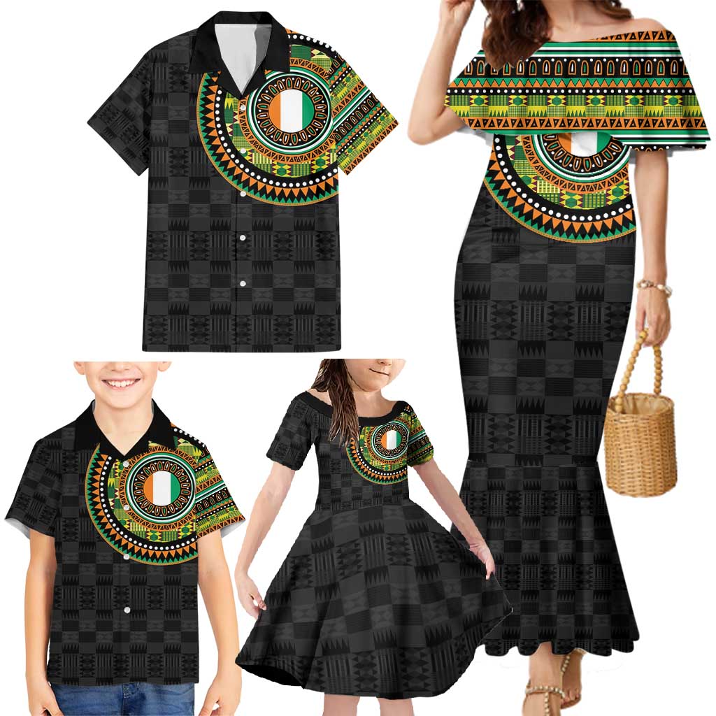 Ivory Coast Family Matching Mermaid Dress and Hawaiian Shirt African Tribal Pattern