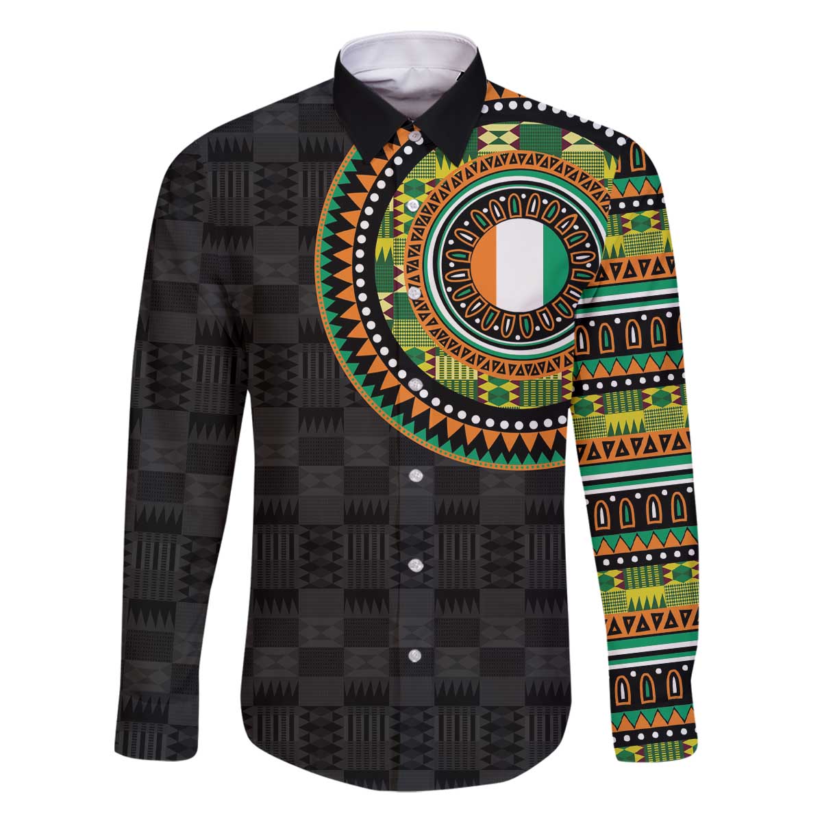 Ivory Coast Family Matching Off The Shoulder Long Sleeve Dress and Hawaiian Shirt African Tribal Pattern