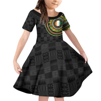 Ivory Coast Family Matching Off Shoulder Short Dress and Hawaiian Shirt African Tribal Pattern