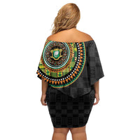 Ivory Coast Family Matching Off Shoulder Short Dress and Hawaiian Shirt African Tribal Pattern