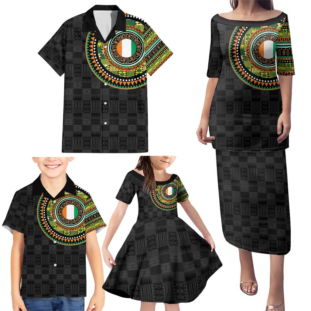 Ivory Coast Family Matching Puletasi and Hawaiian Shirt African Tribal Pattern
