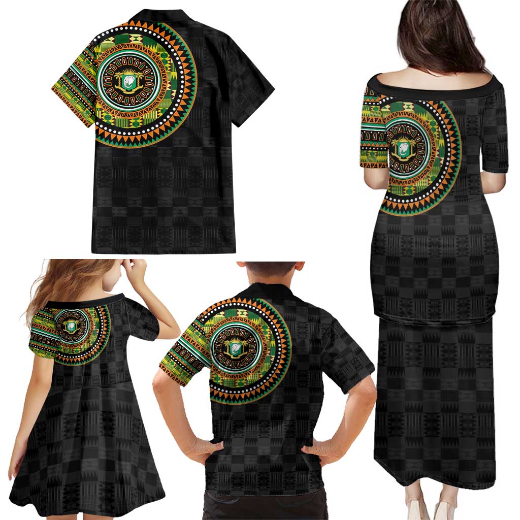 Ivory Coast Family Matching Puletasi and Hawaiian Shirt African Tribal Pattern