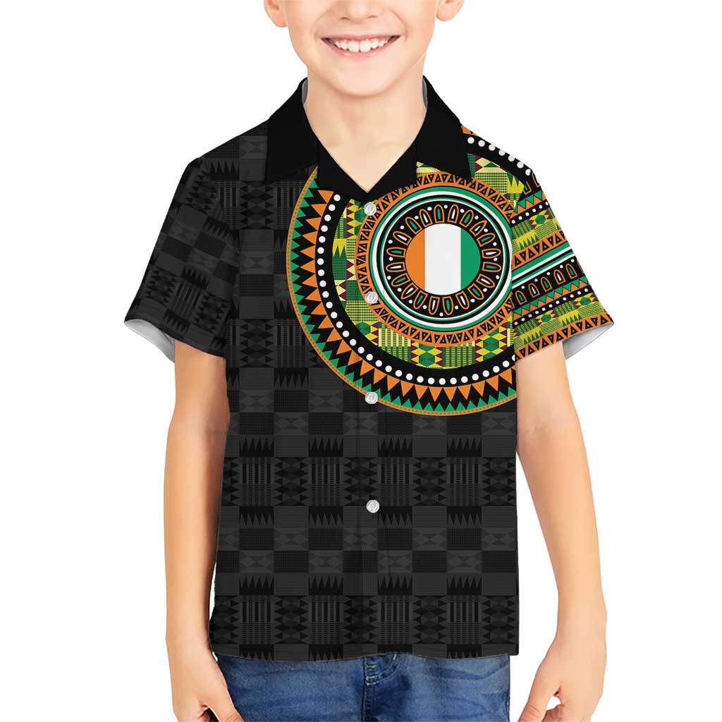 Ivory Coast Family Matching Short Sleeve Bodycon Dress and Hawaiian Shirt African Tribal Pattern