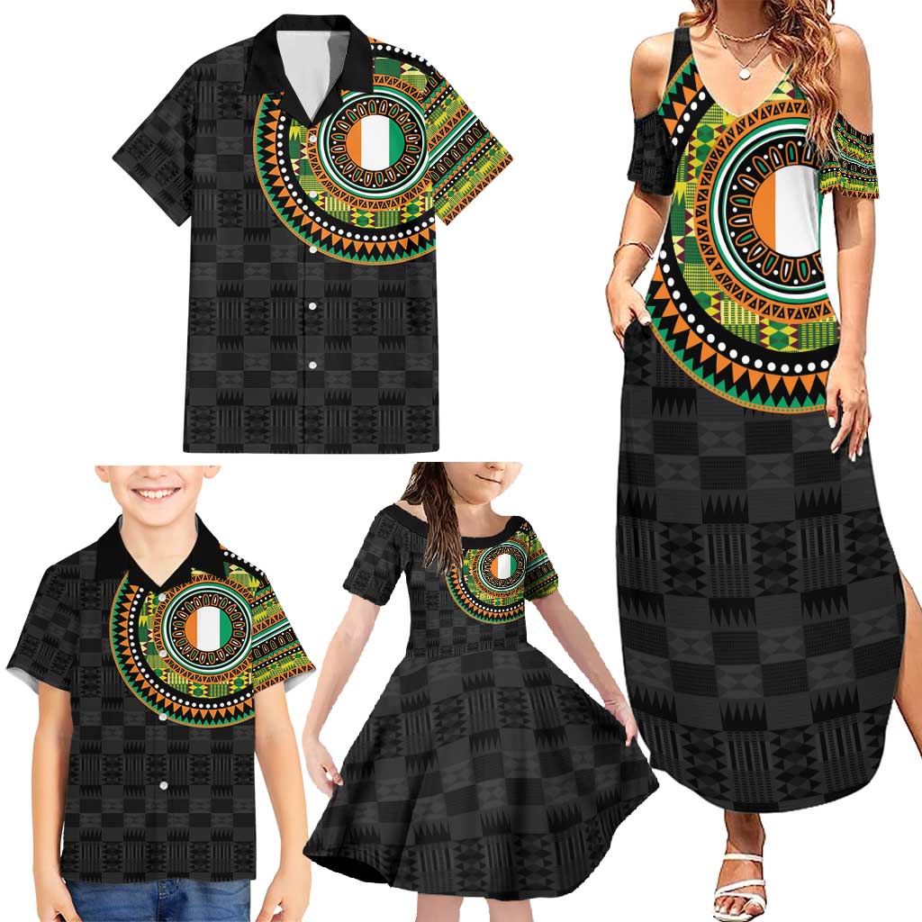 Ivory Coast Family Matching Summer Maxi Dress and Hawaiian Shirt African Tribal Pattern
