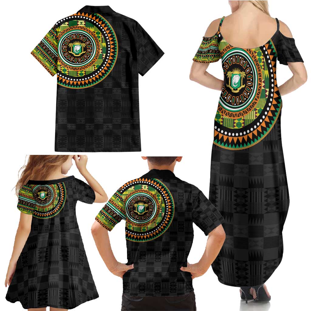 Ivory Coast Family Matching Summer Maxi Dress and Hawaiian Shirt African Tribal Pattern