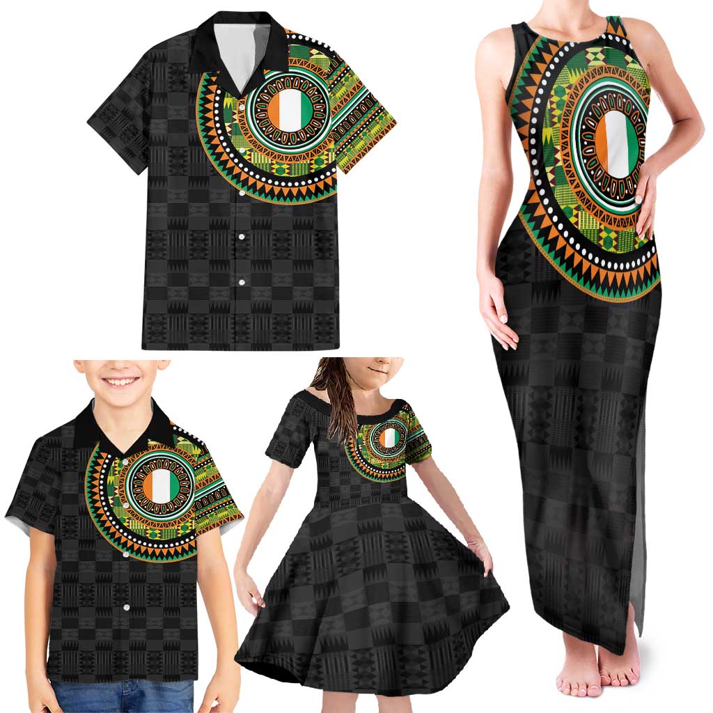 Ivory Coast Family Matching Tank Maxi Dress and Hawaiian Shirt African Tribal Pattern