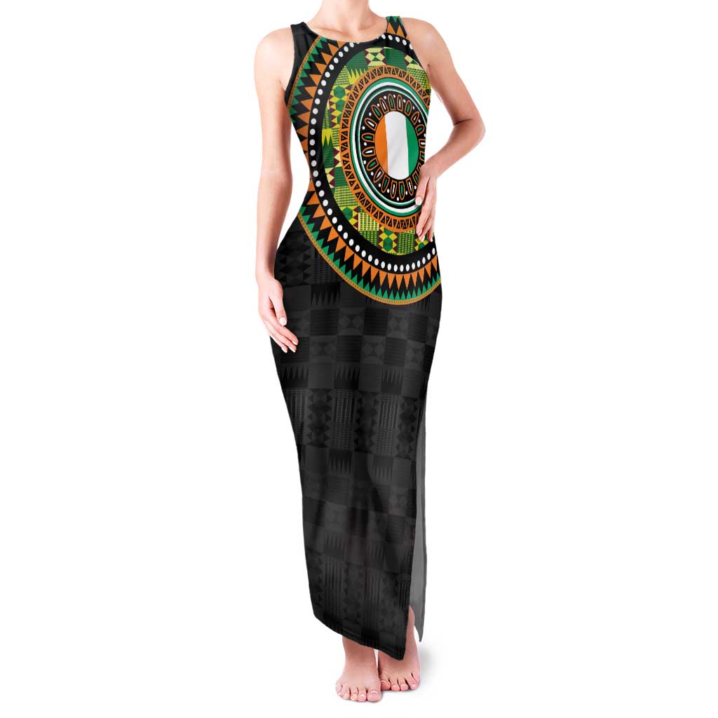 Ivory Coast Family Matching Tank Maxi Dress and Hawaiian Shirt African Tribal Pattern