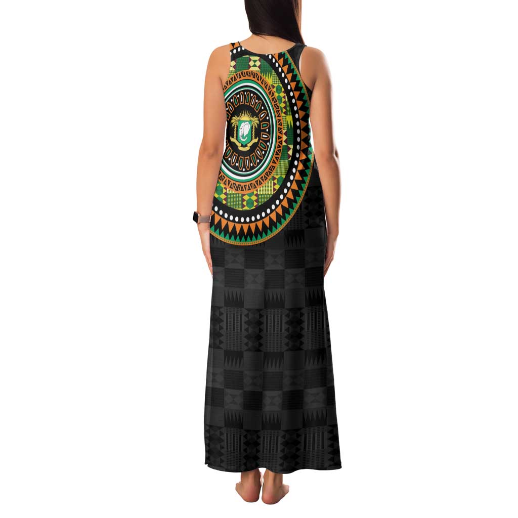 Ivory Coast Family Matching Tank Maxi Dress and Hawaiian Shirt African Tribal Pattern