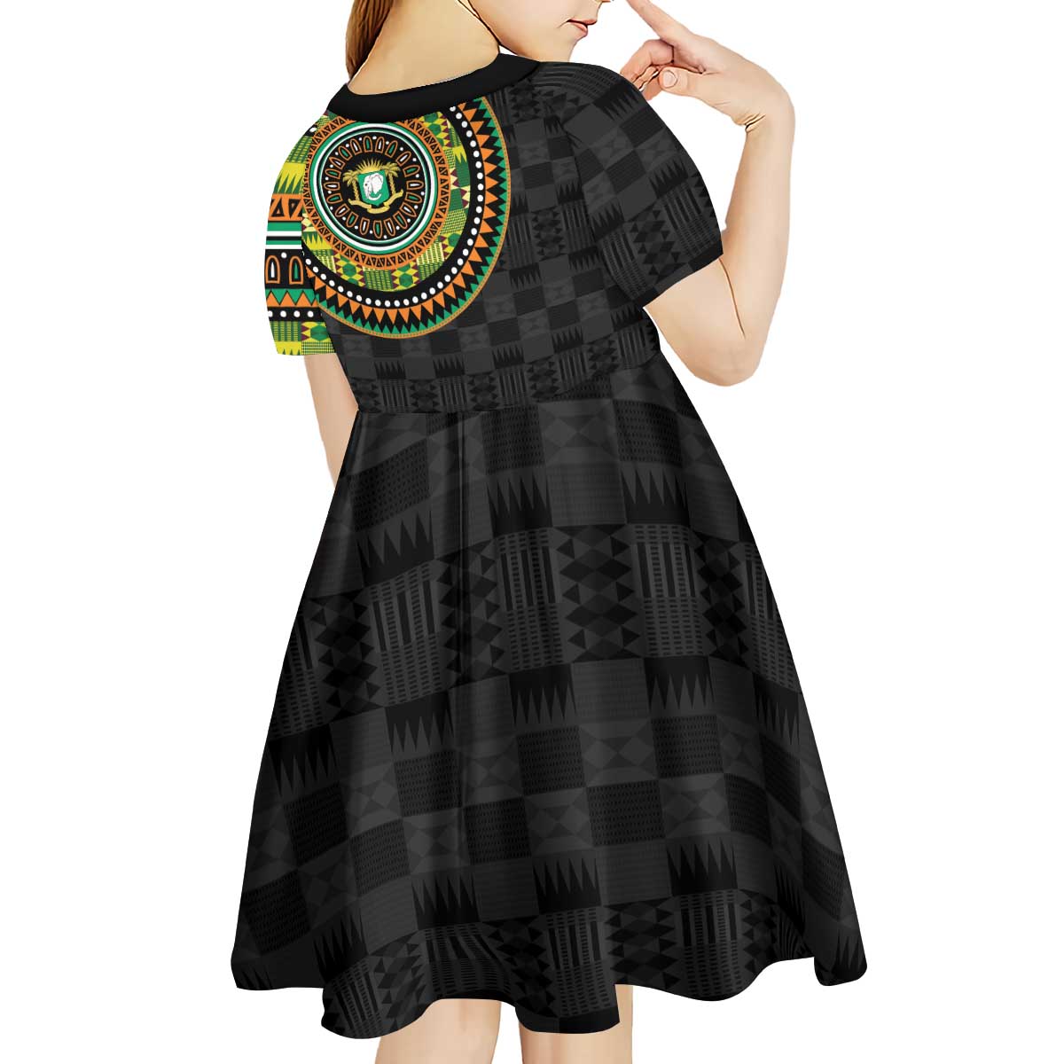 Ivory Coast Kid Short Sleeve Dress African Tribal Pattern