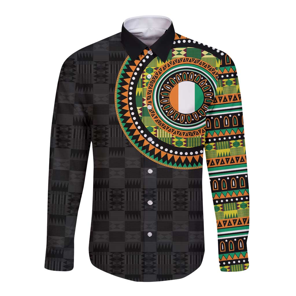 Ivory Coast Long Sleeve Button Shirt African Tribal Pattern