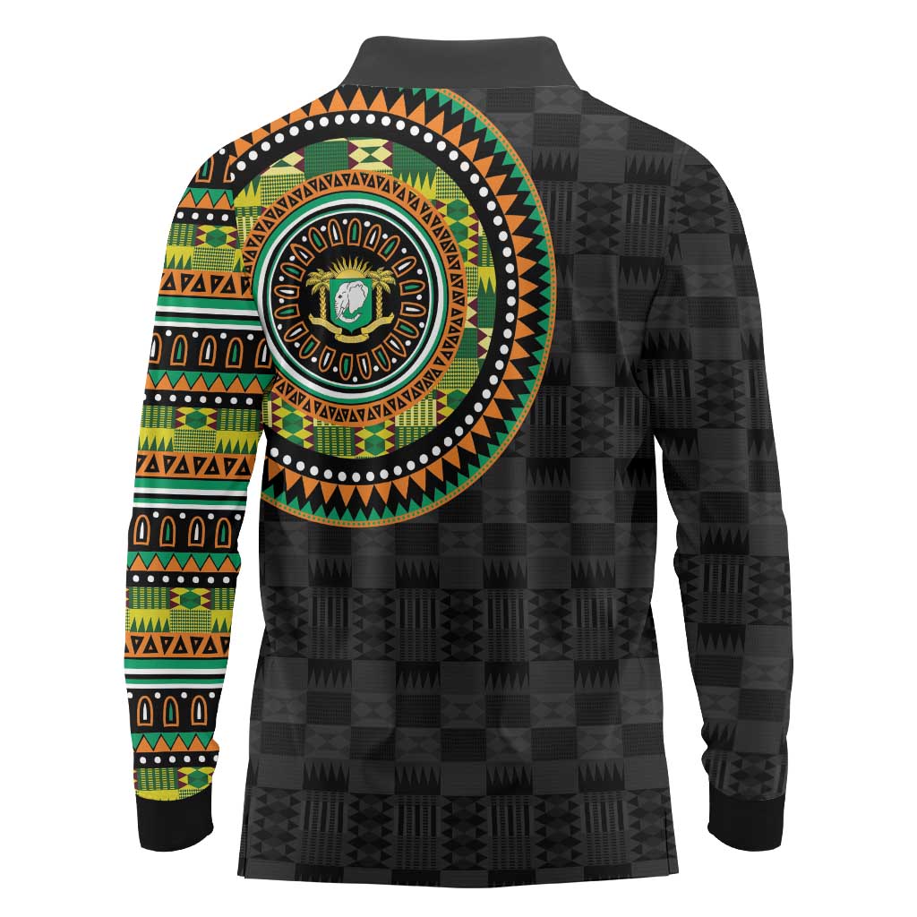 Ivory Coast Long Sleeve Polo Shirt African Tribal Pattern