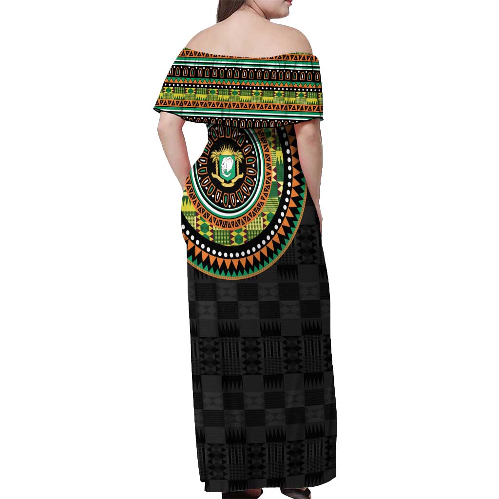 Ivory Coast Off Shoulder Maxi Dress African Tribal Pattern