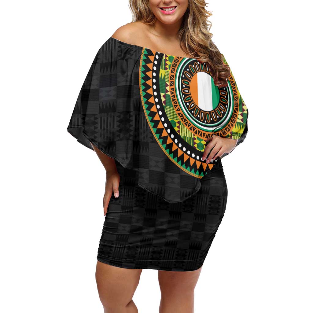 Ivory Coast Off Shoulder Short Dress African Tribal Pattern