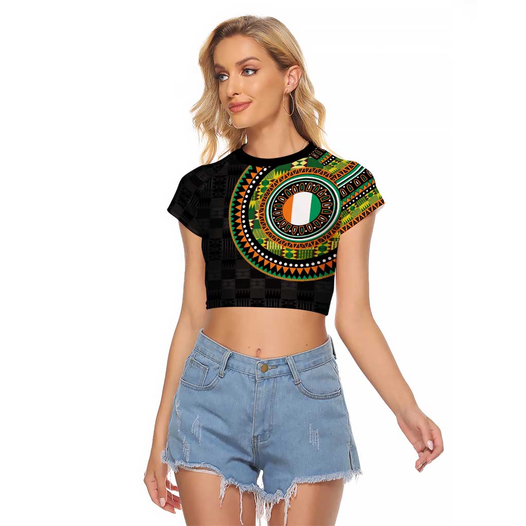 Ivory Coast Raglan Cropped T Shirt African Tribal Pattern