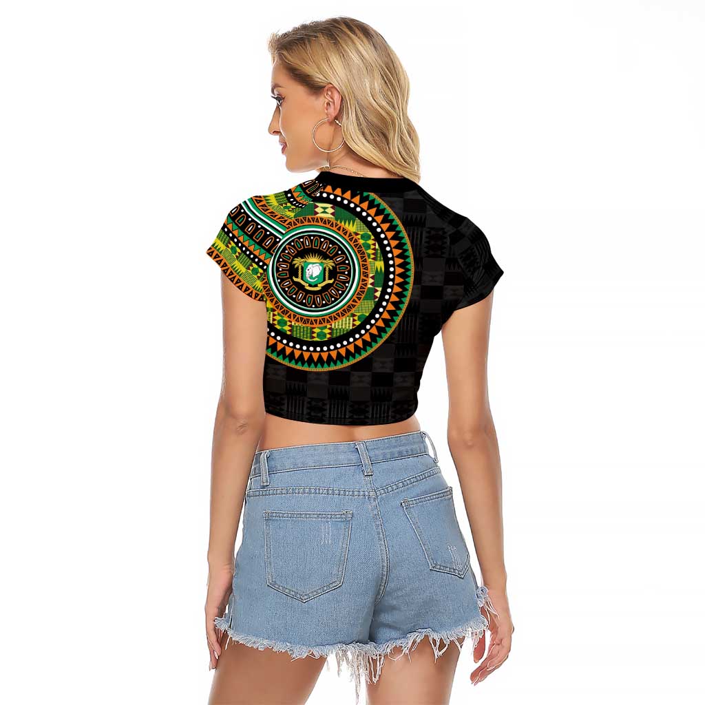 Ivory Coast Raglan Cropped T Shirt African Tribal Pattern