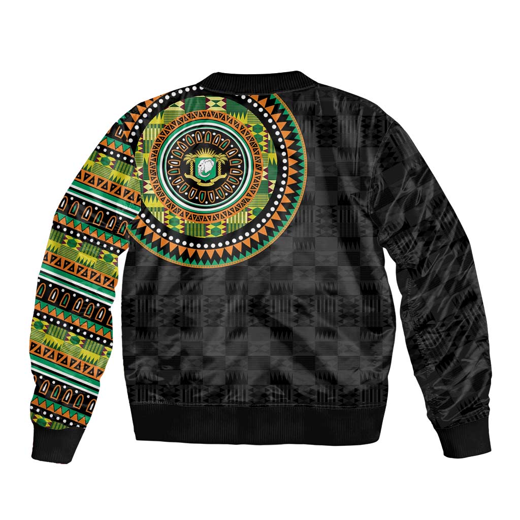 Ivory Coast Sleeve Zip Bomber Jacket African Tribal Pattern