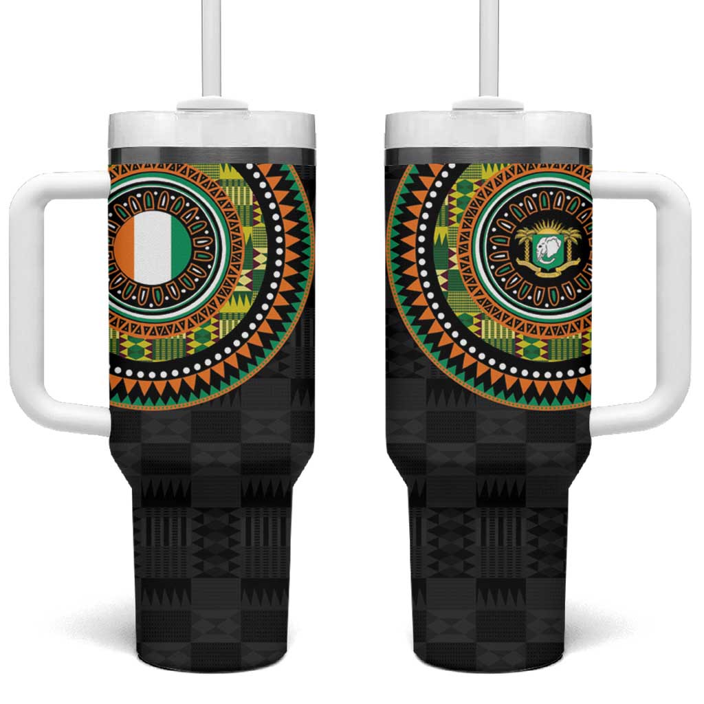Ivory Coast Tumbler With Handle African Tribal Pattern