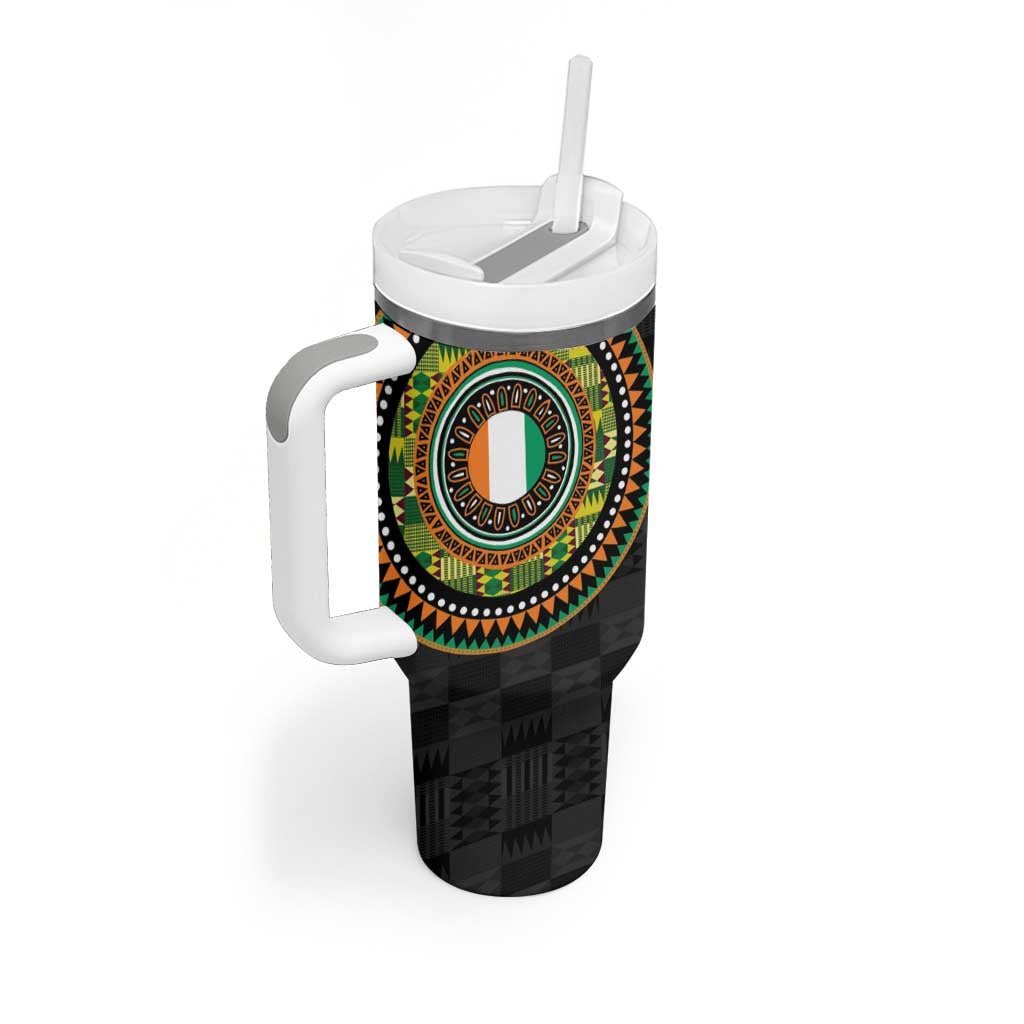 Ivory Coast Tumbler With Handle African Tribal Pattern